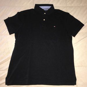 Men's Black Minimal Polo - Tommy Hilfiger size M